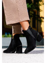 Czarne botki damskie z gumą na ozdobnym obcasie Casu D212X10-B