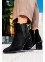 Czarne botki damskie z gumą na ozdobnym obcasie Casu D212X10-B