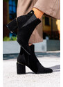 Czarne botki damskie z gumą na ozdobnym obcasie Casu D212X10-B