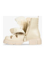 Beżowe botki śniegowce damskie z kożuszkiem sznurowane Casu 22-15