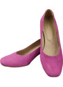 Wygodne Obuwie Damskie Czółenka Fuksja z Ozdobnym Obcasem Skóra naturalna Zamszowej 219 Z ElitaBut