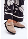 Big Star Shoes Zamszowe Klapki Chodaki Damskie Na Platformie Big Star RR274A376 Beżowe
