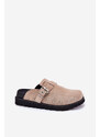 Big Star Shoes Zamszowe Klapki Chodaki Damskie Na Platformie Big Star RR274A376 Beżowe