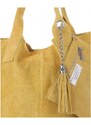 other Włoska Torebka Skórzana Shopper bag Zamsz Naturalny Żółta