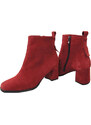 Botki Damskie Bordowe ze Skóry Naturalnej Welurowej na Stabilnym Słupku z Zamkiem 224 ElitaBut
