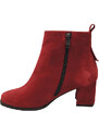 Botki Damskie Bordowe ze Skóry Naturalnej Welurowej na Stabilnym Słupku z Zamkiem 224 ElitaBut