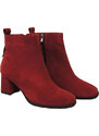 Botki Damskie Bordowe ze Skóry Naturalnej Welurowej na Stabilnym Słupku z Zamkiem 224 ElitaBut