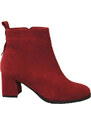 Botki Damskie Bordowe ze Skóry Naturalnej Welurowej na Stabilnym Słupku z Zamkiem 224 ElitaBut