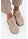 Butosklep Skórzane Sneakersy Damskie Na Platformie Artiker 55C0021 Beżowe