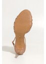 Beżowe sandały skórzane damskie szpilki t-bar z zakrytą piętą PRODUKT POLSKI Casu 7118-794